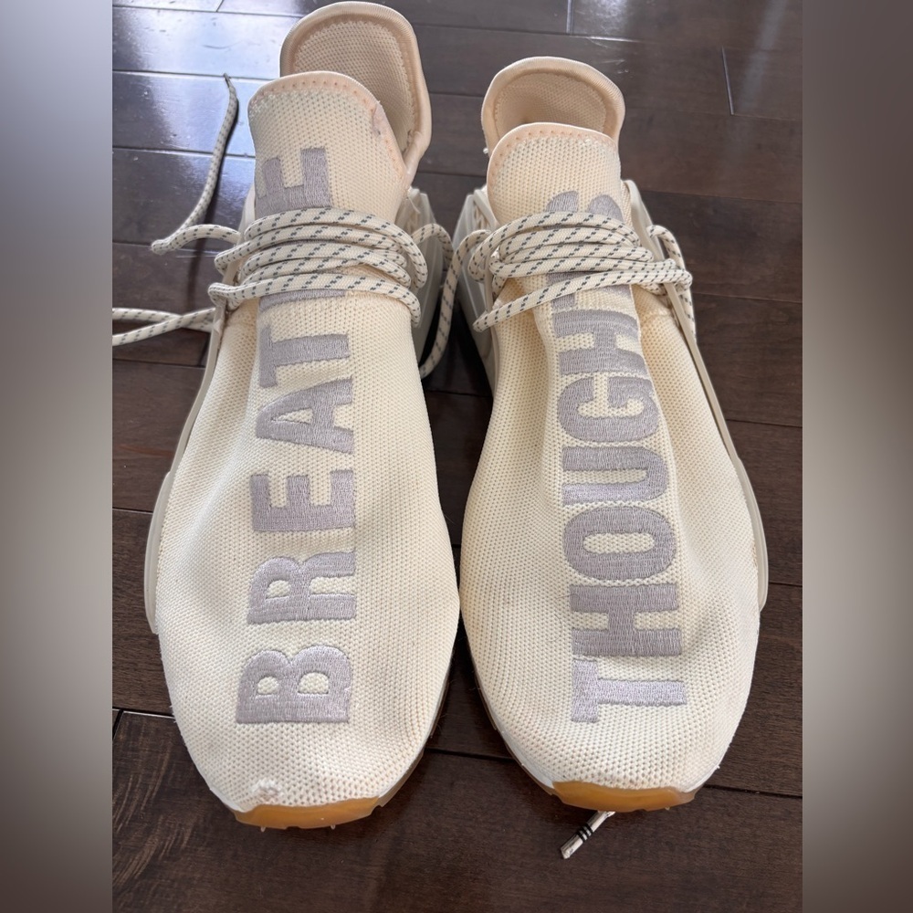 Adidas x Pharrell Williams Human Race Beige and Gray Men’s Sneakers Sz 12 - Picture 4 of 10